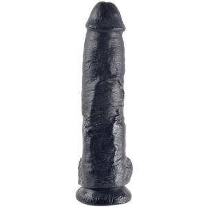 KING COCK – DILDO PRETO COM BOLAS 25.4 CM