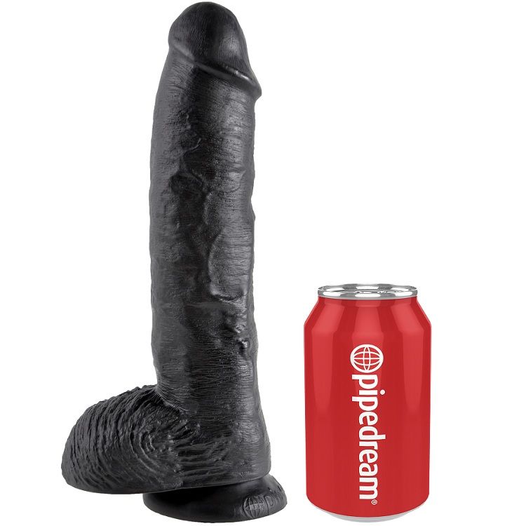 Mercadox KING COCK - DILDO PRETO COM BOLAS 25.4 CM