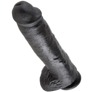 KING COCK – DILDO PRETO COM BOLAS 28 CM