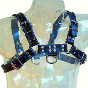 LEATHER BODY – ARNÊS DE COURO AZUL E PRETO PEITO BULLDOG