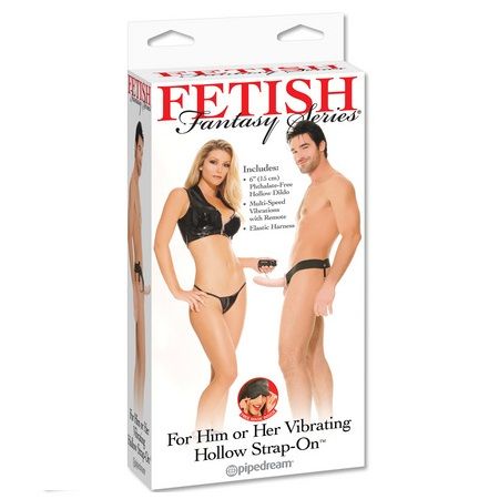 Mercadox FETISH FANTASY SERIES - ARNÊS VIBRADOR OCO PARA ELE E ELA NATURAL 14CM
