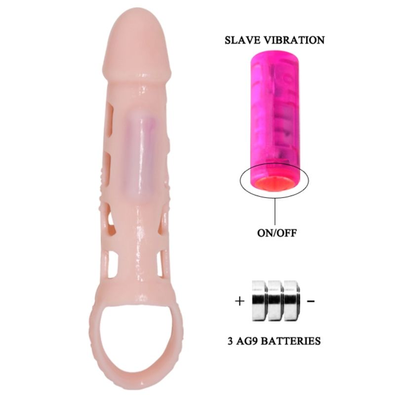 BAILE - CAPA EXTENSORA DE PÊNIS COM VIBRAO E ALA NATURAL 13.5 CM - Image 3