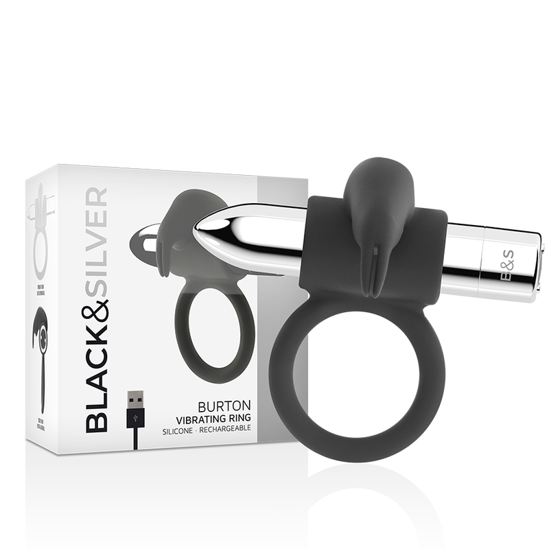 BLACK&SILVER - ANEL RECARREGÁVEL BURTON 10 MODOS DE VIBRAÇÃO - Image 2
