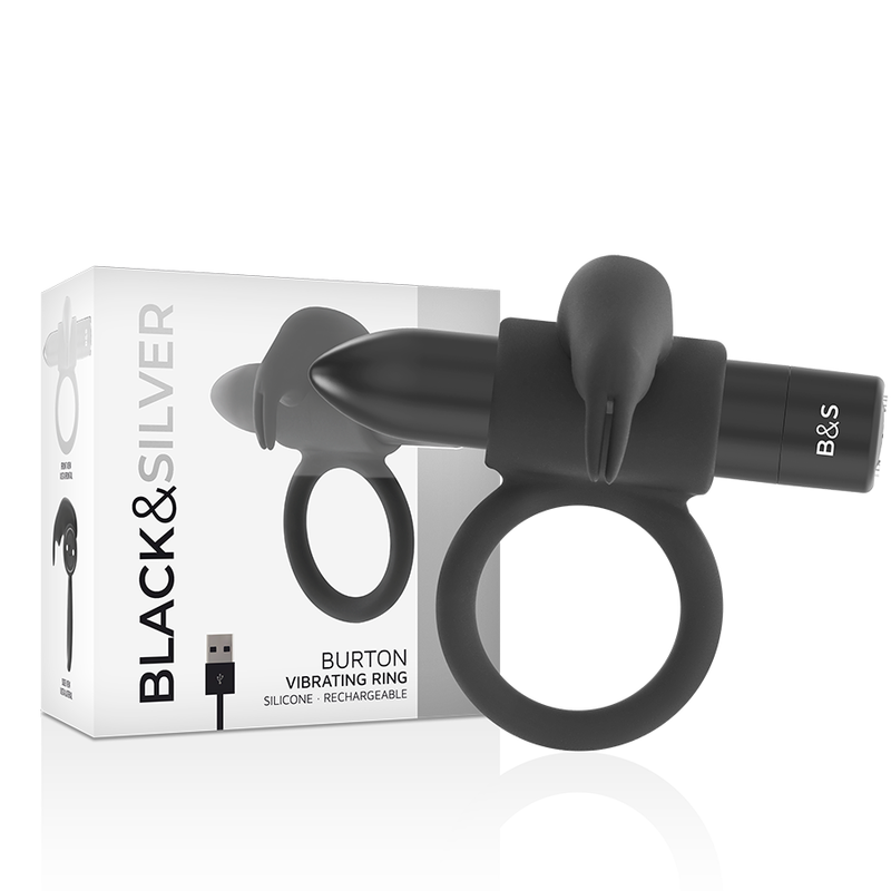 Mercadox BLACK&SILVER - BURTON RING 10 MODOS DE VIBRAÇÃO PRETO