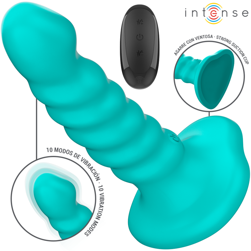 Mercadox INTENSE - VIBRADOR BUFFY TAMANHO P DESIGN ESPIRAL 10 VIBRAÇÕES CONTROLE REMOTO AZUL