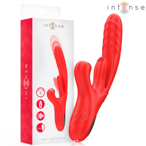 INTENSE – VIBRADOR MULTIFUNCIONAL KAROL THRUST & STIMULATION & ONDAS ESTIMULANTES VERMELHO