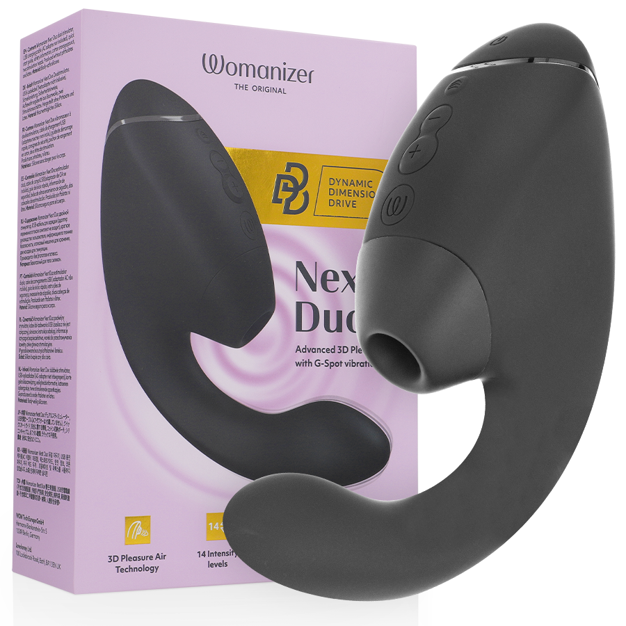 Mercadox WOMANIZER - DUO NEXT ESTIMULADOR DUPLO DE CLITOR E PONTO G PRETO