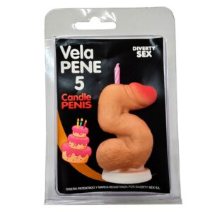 DIABLO PICANTE – VELA EM FORMATO DE PÊNIS COM O NÚMERO 5 NA COR DA PELE