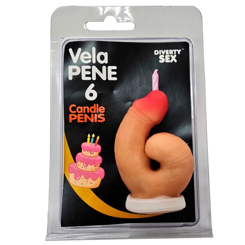Mercadox DIABLO PICANTE - VELA EM FORMATO DE PÊNIS COM O NÚMERO 6 NA COR DA PELE
