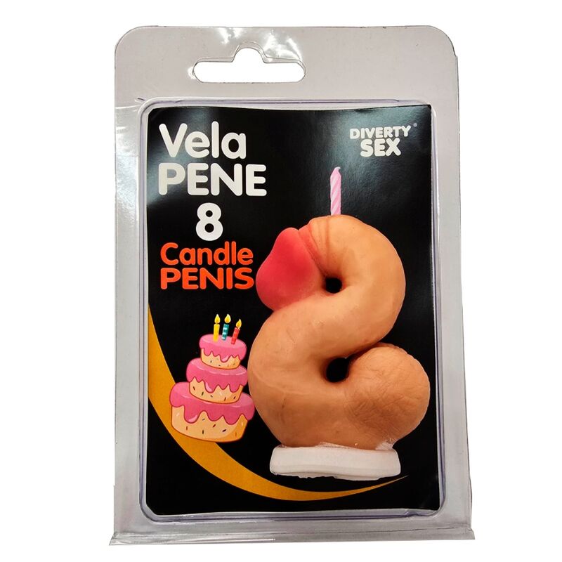 Mercadox DIABLO PICANTE - VELA EM FORMATO DE PÊNIS COM O NÚMERO 8 NA COR DA PELE