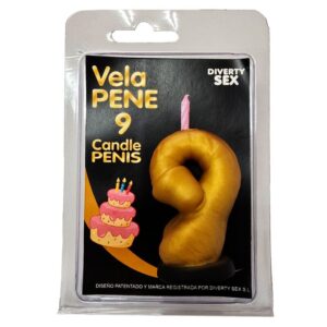 Spicy Devil – Vela em formato de pênis com o número 9, cor dourada