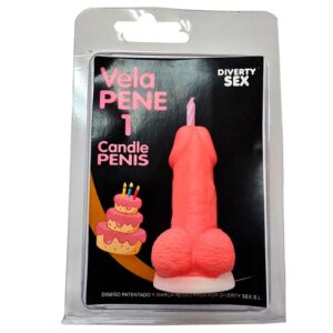 DIABLO PICANTE – VELA EM FORMATO DE PÊNIS COM O NÚMERO 1 NA COR ROSA