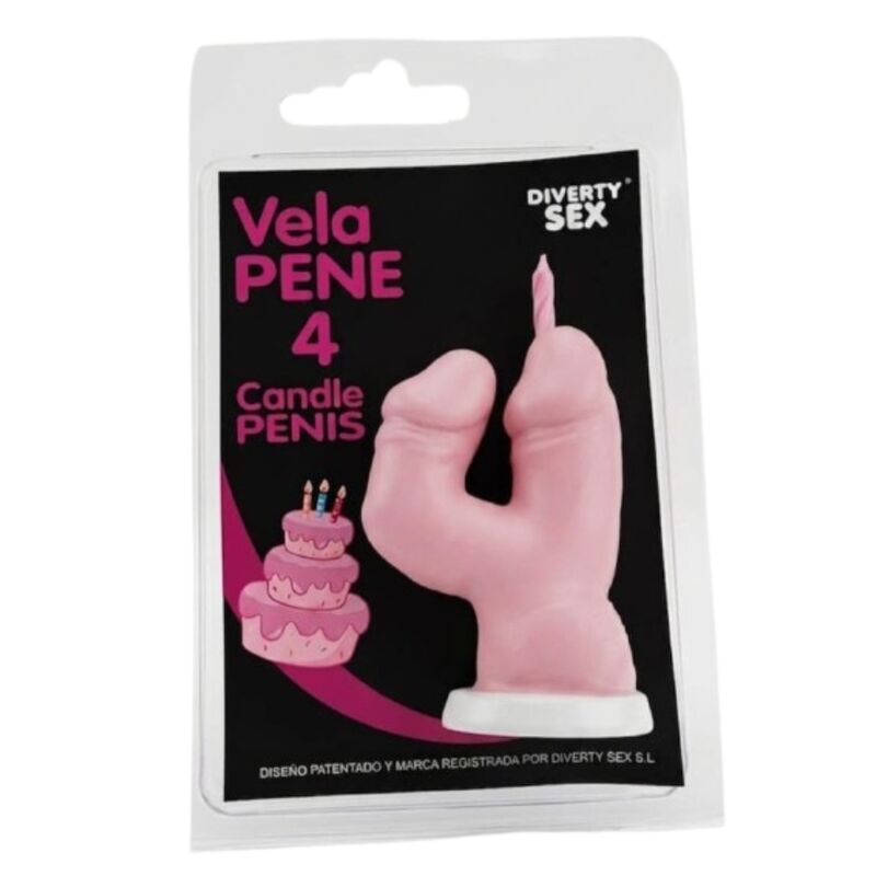 Mercadox DIABLO PICANTE - VELA EM FORMATO DE PÊNIS NO NÚMERO 4 NA COR ROSA