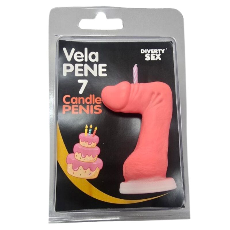 Mercadox DIABLO PICANTE - VELA EM FORMATO DE PÊNIS COM O NÚMERO 7 NA COR ROSA