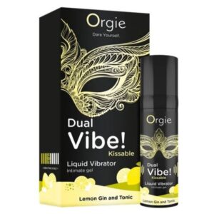 ORGIE – DUAL VIBE! VIBRADOR LÍQUIDO BEIJÁVEL COM SABOR DE LIMÃO, GIN TÔNICA 15 ML