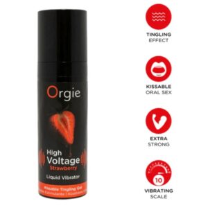 ORGIE – VIBRADOR LÍQUIDO DE MORANGO DE ALTA VOLTAGEM, EXTRA FORTE E BEIJÁVEL, 15 ML