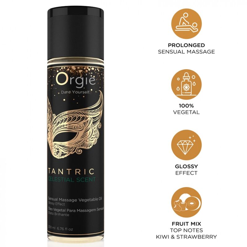 Mercadox ORGIE - ÓLEO VEGETAL PARA MASSAGEM SENSUAL COM AROMA CELESTIAL TÂNTRICA 200 ML