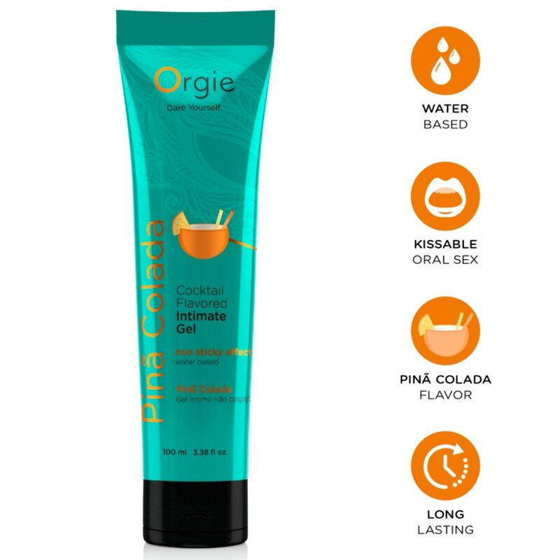 Mercadox ORGIE - LUBRIFICANTE EM TUBO COQUETEL PIÑA COLADA BEIJÁVEL GEL ÍNTIMO À BASE DE ÁGUA 100 ML