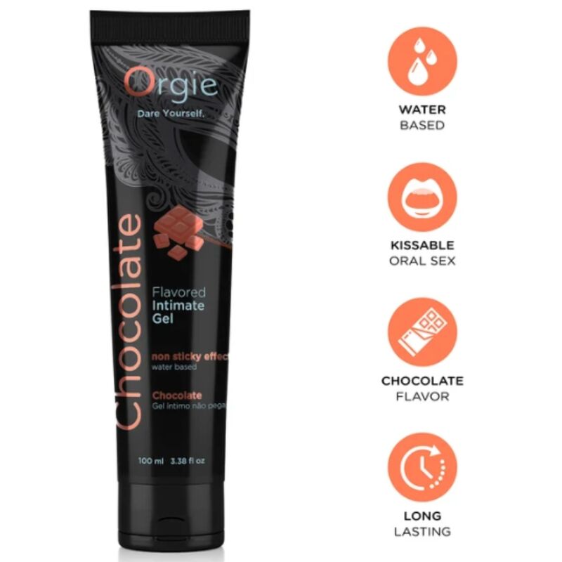 Mercadox ORGIE - LUBRIFICANTE EM TUBO CHOCOLATE BEIJÁVEL GEL ÍNTIMO À BASE DE ÁGUA 100 ML