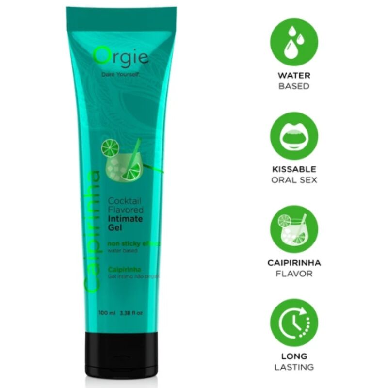 Mercadox ORGIE - LUBRIFICANTE EM TUBO COQUETEL CAIPIRINHA GEL ÍNTIMO À BASE DE ÁGUA BEIJÁVEL 100 ML