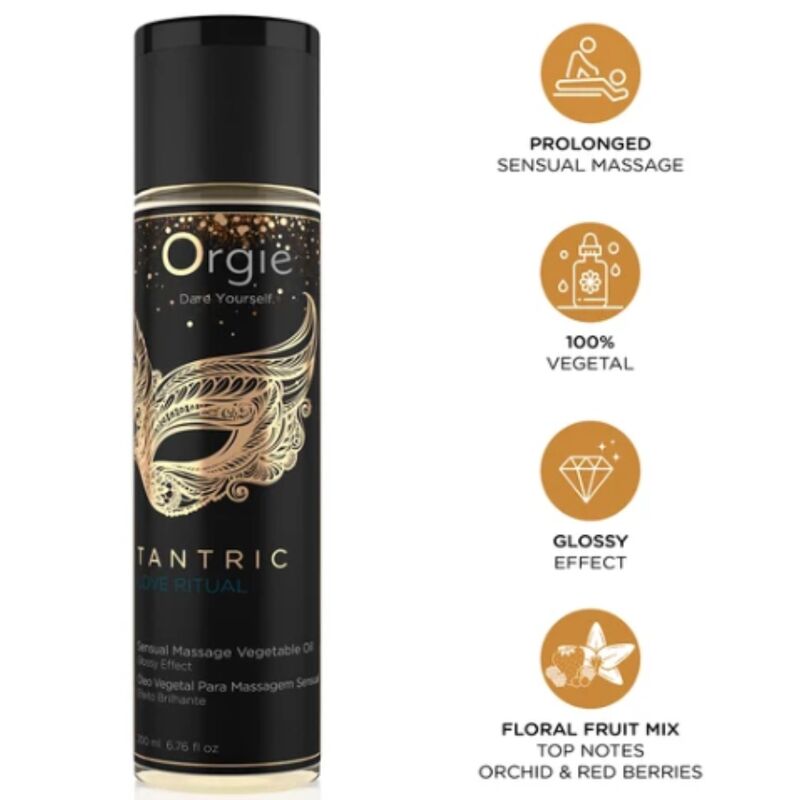 Mercadox ORGIE - RITUAL DE AMOR TÂNTRICA MASSAGEM SENSUAL ÓLEO VEGETAL 200 ML
