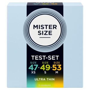 MISTER SIZE – PACOTE DE AMOSTRA DE PRESERVATIVO TAMANHO 47-49-53 MM (3 UNIDADES)