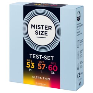 MISTER SIZE – PACOTE DE AMOSTRA DE PRESERVATIVOS TAMANHO 53-57-60 MM (3 UNIDADES)