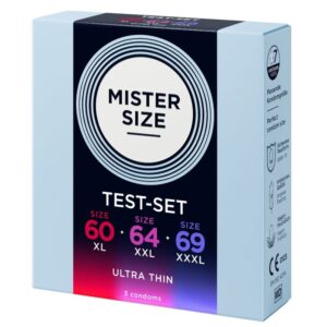 MISTER SIZE – PACOTE DE AMOSTRA DE PRESERVATIVOS TAMANHO 60-64-69 MM (3 UNIDADES)
