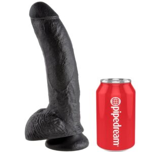 KING COCK – DILDO PRETO COM BOLAS 22.9 CM