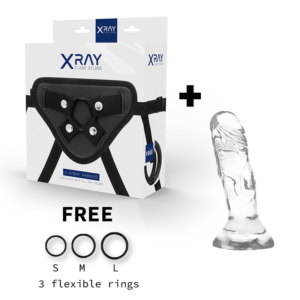 X RAY – ARNÊS + DILDO TRANSPARENTE 12 CM -O- 2.6 CM
